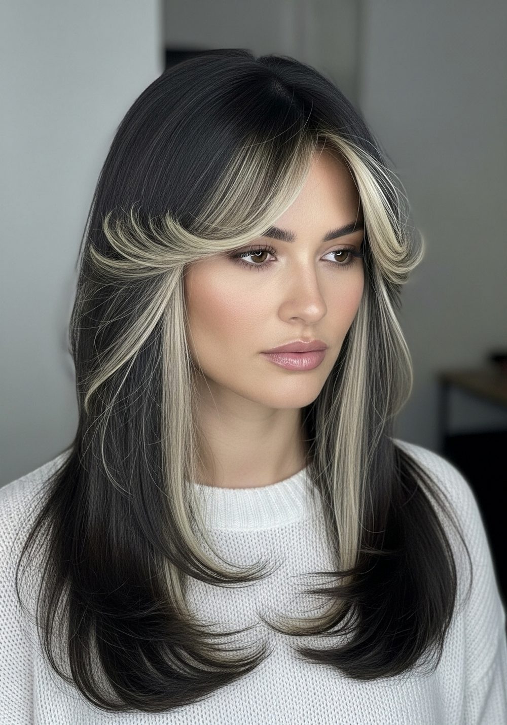 Bold Money-Piece Feathered Front Layers