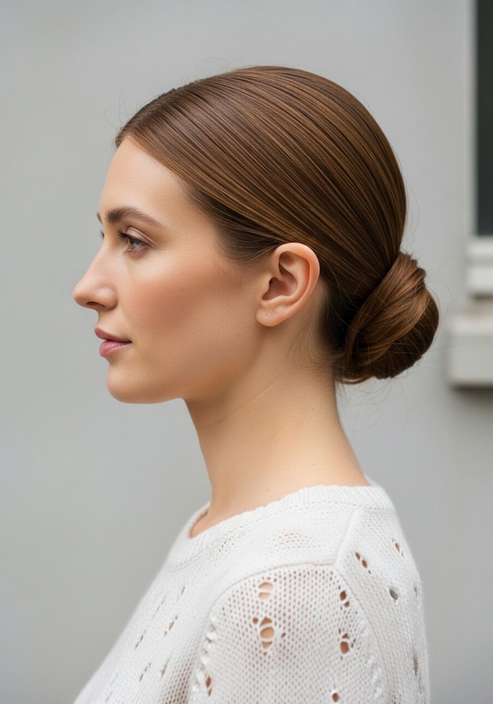 Clean Middle-Part Low Chignon