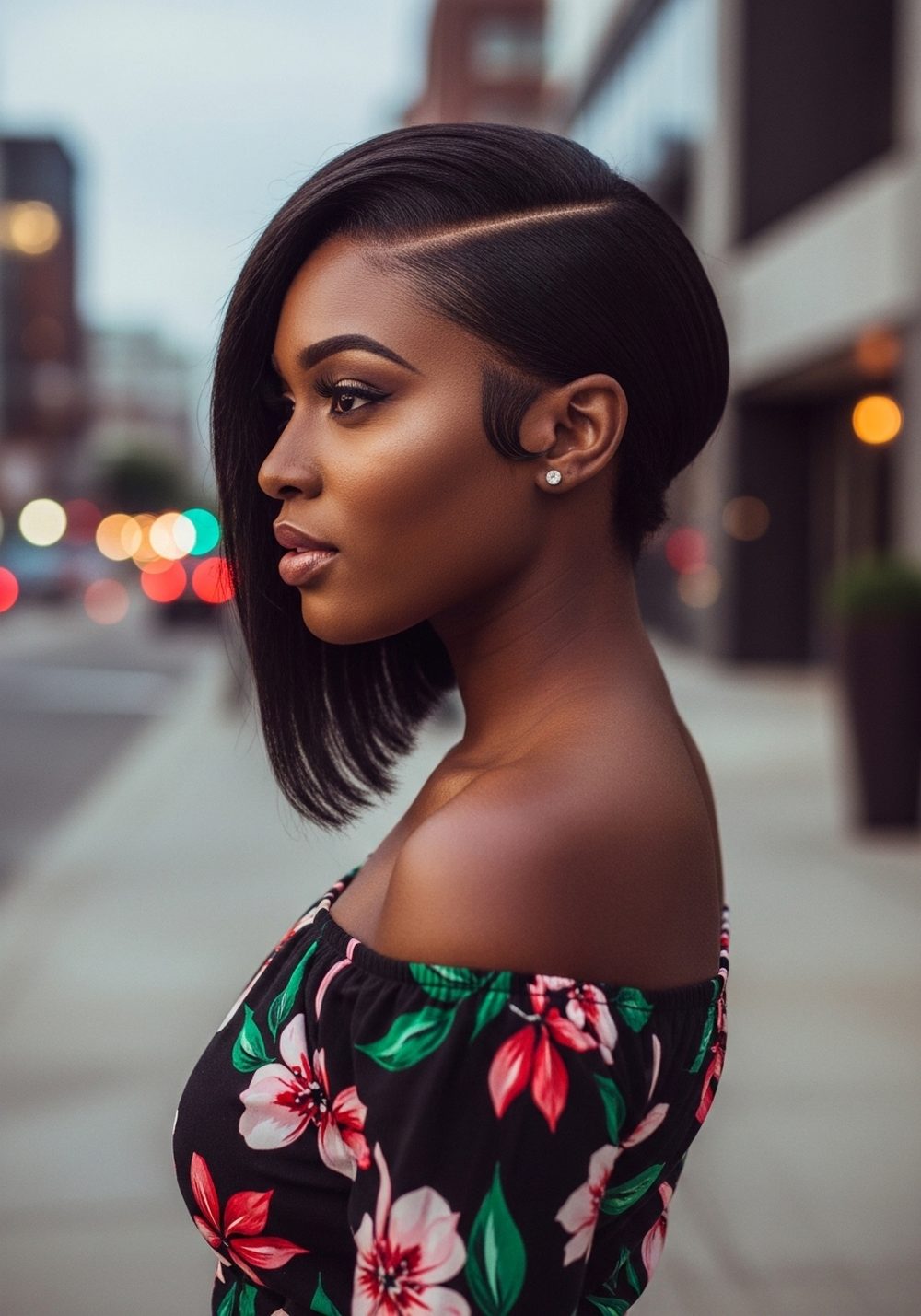 Deep Side Part Asymmetrical Bob