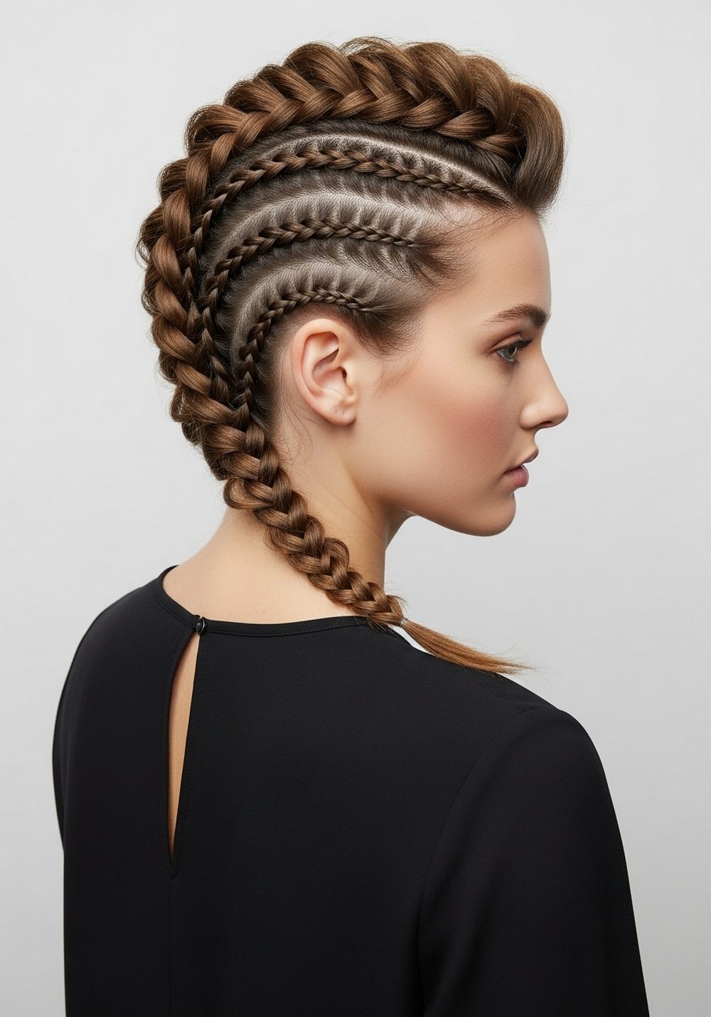 Dutch Braid Mohawk Transformation