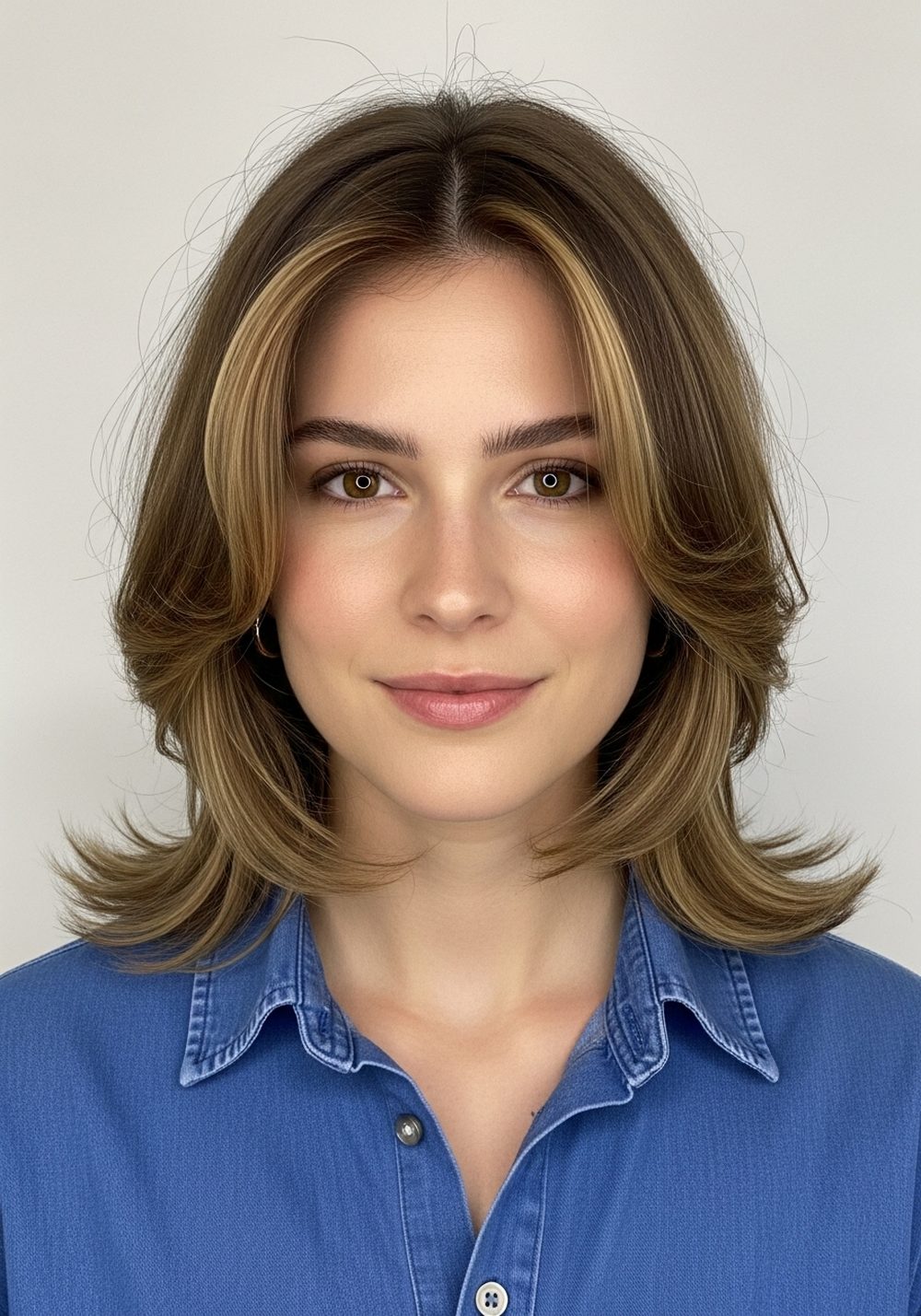 Feathered Front Layers on a Collarbone Lob