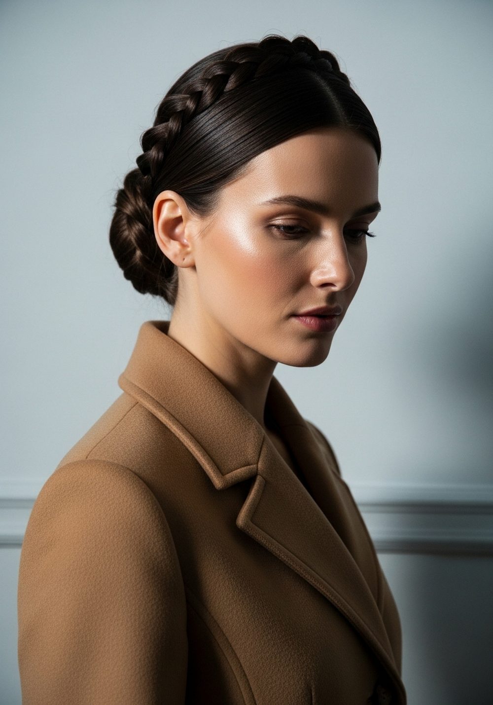 Low Braided Bun With Sleek Crown