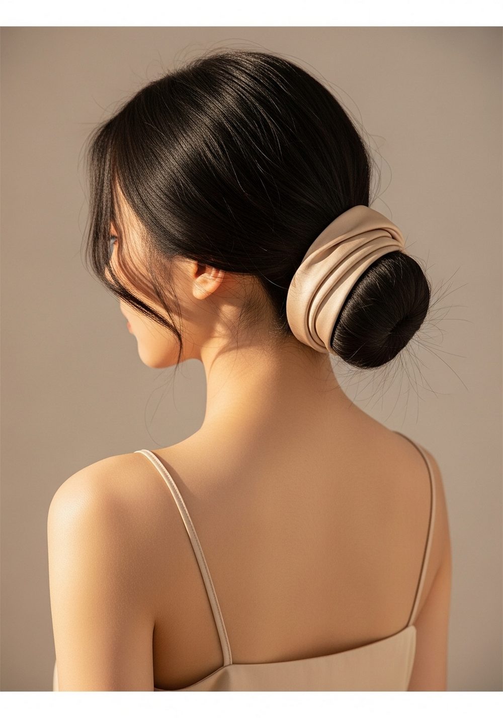 Low Bun With Hair Wrap “Ribbon”