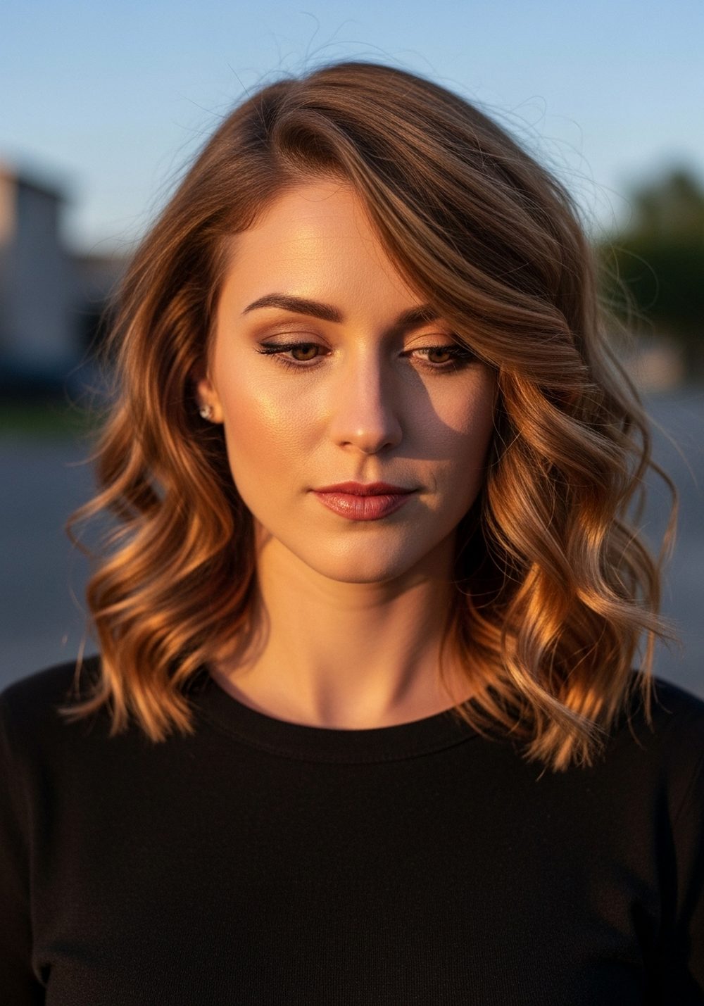 Side-Part Wand Curls with Bundles