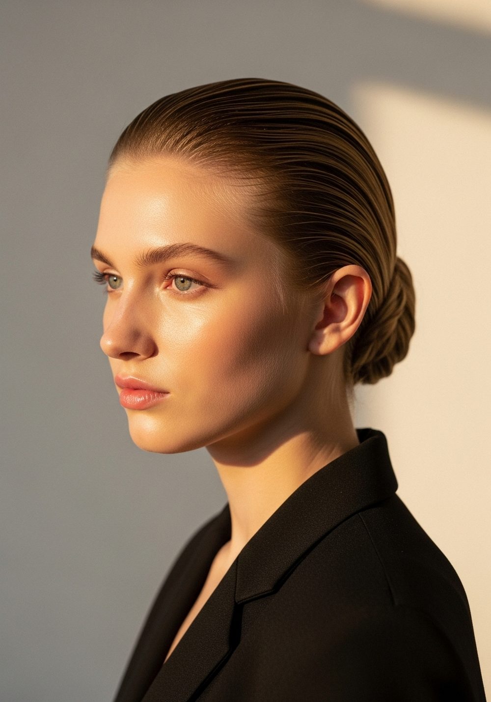 Soft Wet-Look Low Bun